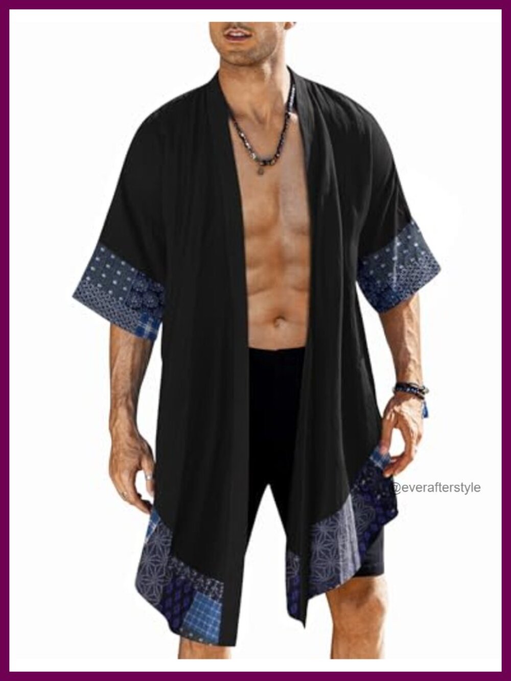 COOFANDY Men's Long Shawl Collar Linen Cardigan Lightweight Kimono Robe